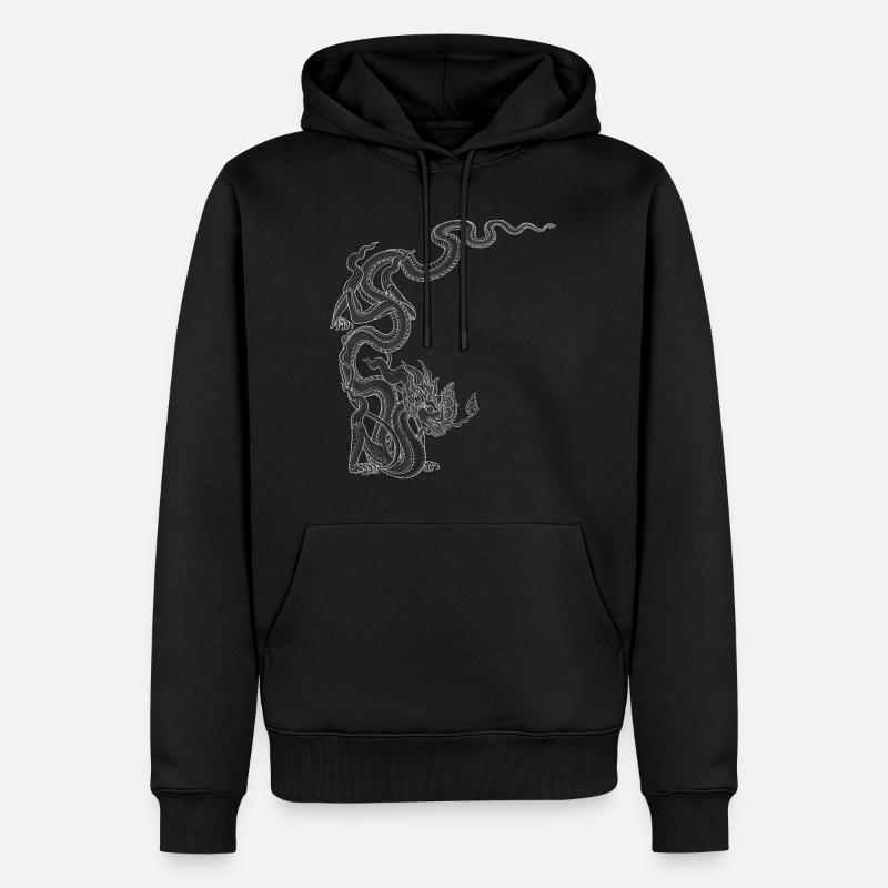 Weißer Drache - Long Remake - Männer Premium Bio Hoodie - Schwarz