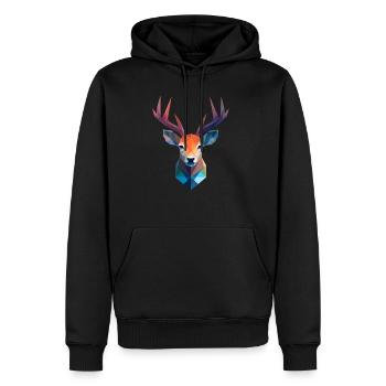 Deer Deer Head Low Poly Logo Design - Sweat à capuche Premium bio Homme - noir - Devant - Nico (187cm)