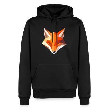 Fuchs Kopf Low Poly Logo Design - Männer Premium Bio Hoodie - Schwarz - Vorne - Nico (187cm)