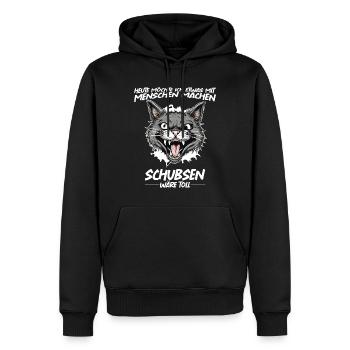 Gerne was mit Menschen machen schubsen wäre toll - Männer Premium Bio Hoodie - Schwarz - Vorne - Nico (187cm)