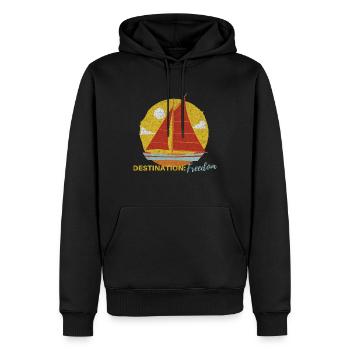 Destination Freedom Sailing Boat On Sea - Männer Premium Bio Hoodie - Schwarz - Vorne - Nico (187cm)