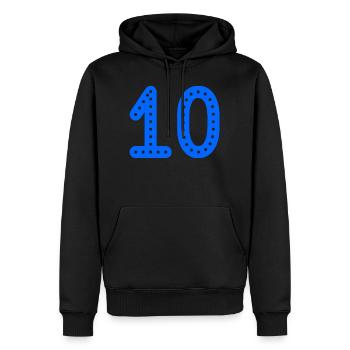 10. 10 YEARS. 10th ANNIVERSARY. 10 YEAR ANNIVERSARY. - Men’s Premium Organic Hoodie - black - Front - Nico (187cm)