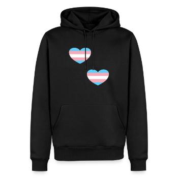 Coeurs de drapeau trans - Sweat à capuche Premium bio Homme - noir - Devant - Nico (187cm)