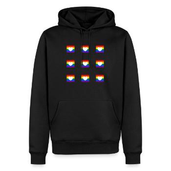 LGBTQ-Regenbogenherz - Männer Premium Bio Hoodie - Schwarz - Vorne - Nico (187cm)