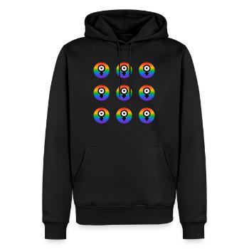 Feministische Ikonen - Regenbogenflagge - Männer Premium Bio Hoodie - Schwarz - Vorne - Nico (187cm)