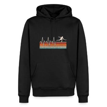 Frisbee Herzschlag - Männer Premium Bio Hoodie - Schwarz - Vorne - Nico (187cm)