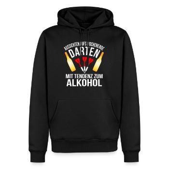 Darten & Alkohol - Männer Premium Bio Hoodie - Schwarz - Vorne - Nico (187cm)