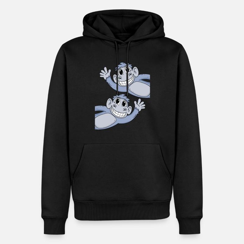 Affe Affen - Männer Premium Bio Hoodie - Schwarz
