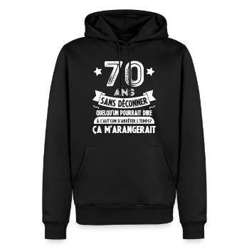 70 ans anniversaire 70 anniversaire cadeau 70 ans - Sweat à capuche Premium bio Homme - noir - Devant - Nico (187cm)