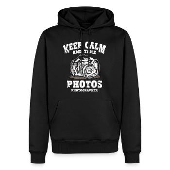 Keep Calm and Take Photos - Männer Premium Bio Hoodie - Schwarz - Vorne - Nico (187cm)