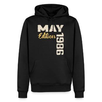 Mai 1986 Anniversaire Mai 1986 Cadeau Mai 1986 Mai - Sweat à capuche Premium bio Homme - noir - Devant - Nico (187cm)