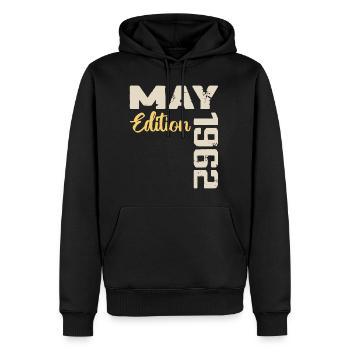 Mai 1962 Anniversaire Mai 1962 Cadeau Mai 1962 Mai - Sweat à capuche Premium bio Homme - noir - Devant - Nico (187cm)