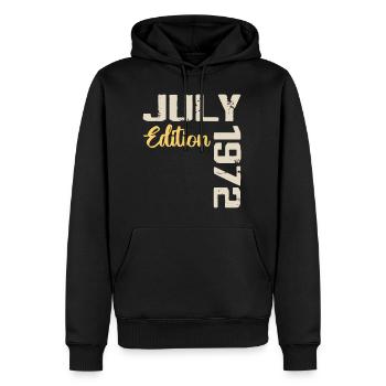 Juillet 1972 Chemise D’anniversaire Juillet 1972 - Sweat à capuche Premium bio Homme - noir - Devant - Nico (187cm)