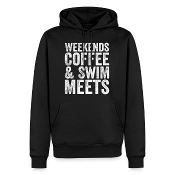 Weekends Coffee And Swim Meets - Coffee Lover - Sweat à capuche Premium bio Homme - noir - Devant - Nico (187cm)