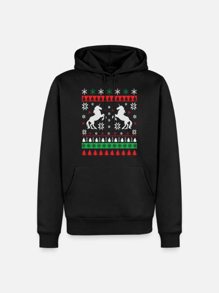 Einhorn - Ugly Christmas - Männer Premium Bio Hoodie - Schwarz