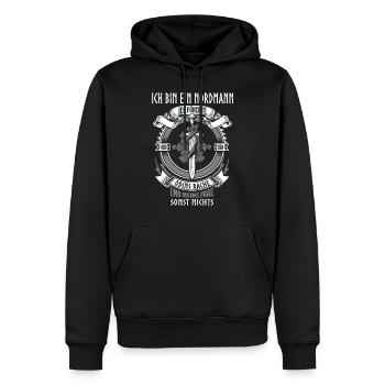 Ich bin ein Nordmann, Odins Rache - Männer Premium Bio Hoodie - Schwarz - Vorne - Nico (187cm)