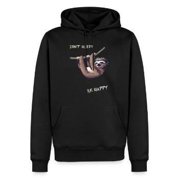 Sloth hang out chill fun humor nerd slow l - Men’s Premium Organic Hoodie - black - Front - Nico (187cm)