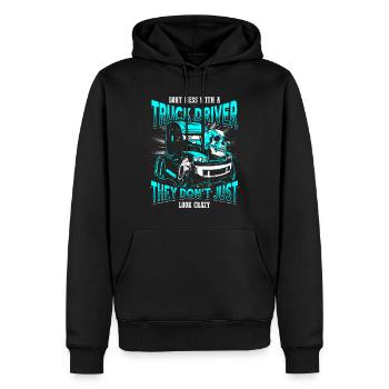 CRAZY TRUCK DRIVER - EN - Sweat à capuche Premium bio Homme - noir - Devant - Nico (187cm)