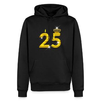 25 birthday - Crown - candle - gold - Men’s Premium Organic Hoodie - black - Front - Nico (187cm)