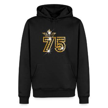 75 - Birthday - Queen - Gold - Burlesque - Sweat à capuche Premium bio Homme - noir - Devant - Nico (187cm)