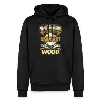 Charpentier - bois - sciure - soudage - fr - Sweat à capuche Premium bio Homme - noir - Devant - Nico (187cm)