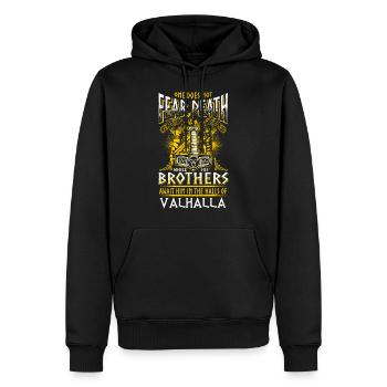 Does Not Fear Death - Viking - EN - Männer Premium Bio Hoodie - Schwarz - Vorne - Nico (187cm)