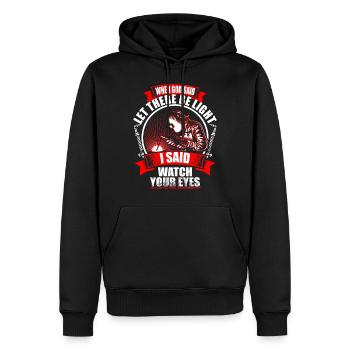 When God Said - Welder - Männer Premium Bio Hoodie - Schwarz - Vorne - Nico (187cm)
