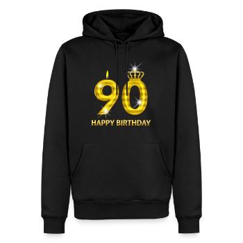 90 - happy birthday - birthday - number gold - Men’s Premium Organic Hoodie - black - Front - Nico (187cm)