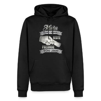Mère et fils - meilleurs amis - DE - Sweat à capuche Premium bio Homme - noir - Devant - Nico (187cm)
