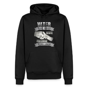 Père et fils - meilleures amies - DE - Sweat à capuche Premium bio Homme - noir - Devant - Nico (187cm)
