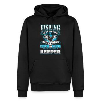 Fishing is Like Dating - Fishing - EN - Men’s Premium Organic Hoodie - black - Front - Nico (187cm)