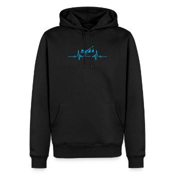 Flugzeug - Pilot - Herzschlag - Männer Premium Bio Hoodie - Schwarz - Vorne - Nico (187cm)