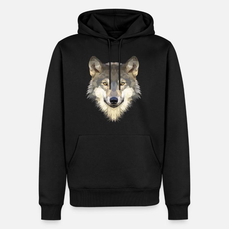 loup - Sweat à capuche Premium bio Homme - noir