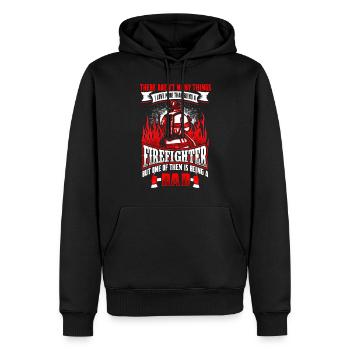 Firefighter Dad - EN - Sweat à capuche Premium bio Homme - noir - Devant - Nico (187cm)