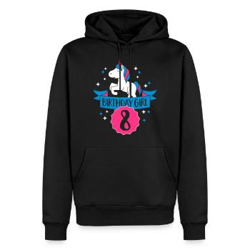 Birthday Girl - eight Years old - Sweat à capuche Premium bio Homme - noir - Devant - Nico (187cm)