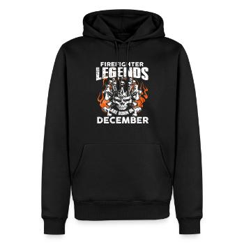 Pompier de décembre - anniversaire - - légende - - Sweat à capuche Premium bio Homme - noir - Devant - Nico (187cm)