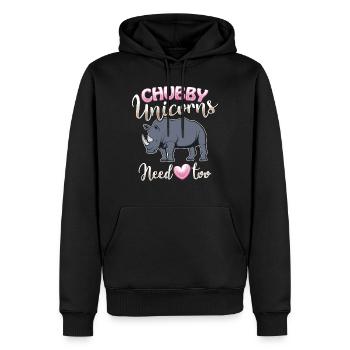 Chubby Unicorns Need Love too - EN - Männer Premium Bio Hoodie - Schwarz - Vorne - Nico (187cm)