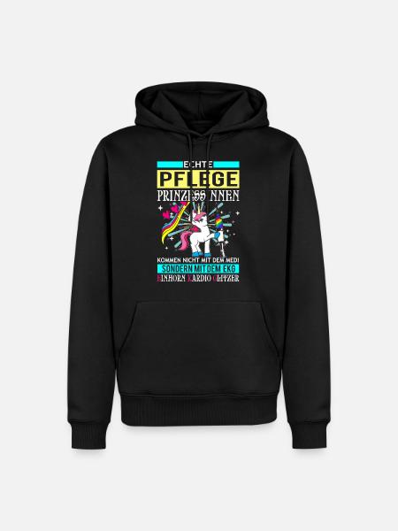 Einhorn - Pflege Prinzessin - Männer Premium Bio Hoodie - Schwarz