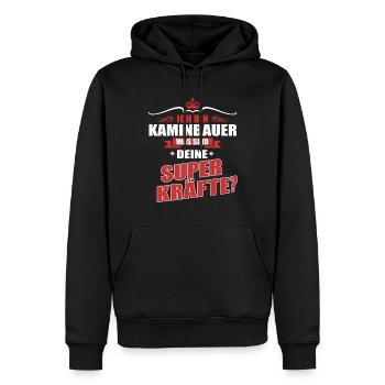 KAMINBAUER-Superkräfte GESCHENK - Männer Premium Bio Hoodie - Schwarz - Vorne - Nico (187cm)