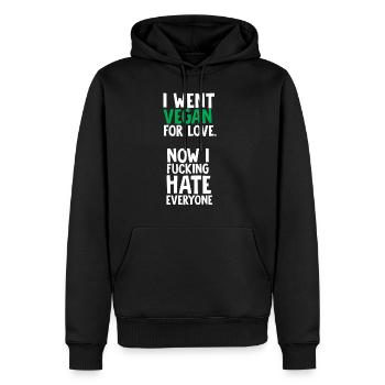 I went Vegan for Love. Veganer Geschenk - Männer Premium Bio Hoodie - Schwarz - Vorne - Nico (187cm)
