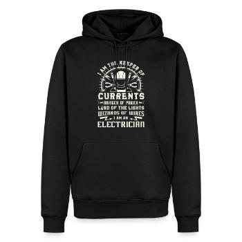 Keeper of Currents Bringer of Power Electrician - Männer Premium Bio Hoodie - Schwarz - Vorne - Nico (187cm)