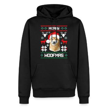 Merry Woofma's Shiba Inu Ugly Sweater Christmas - Men’s Premium Organic Hoodie - black - Front - Nico (187cm)
