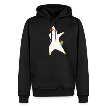 Einhorn Dab Dabbing Unicorn - Männer Premium Bio Hoodie - Schwarz - Vorne - Nico (187cm)