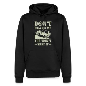 Don't follow me you won't make it - offroad gift - Sweat à capuche Premium bio Homme - noir - Devant - Nico (187cm)