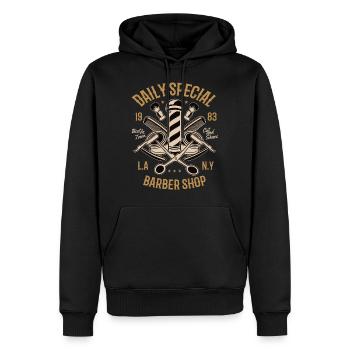 Barber Shop Barbier Bartscherer Rasur Bart Mann - Männer Premium Bio Hoodie - Schwarz - Vorne - Nico (187cm)