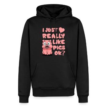 I just really like pigs ok? - animal love gift - Männer Premium Bio Hoodie - Schwarz - Vorne - Nico (187cm)