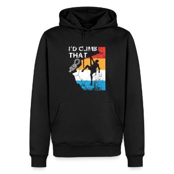 I'd climb that - hiking climbing gift - Männer Premium Bio Hoodie - Schwarz - Vorne - Nico (187cm)