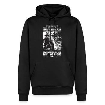 Cadeau de barbe et oeufs de motard cool - Sweat à capuche Premium bio Homme - noir - Devant - Nico (187cm)