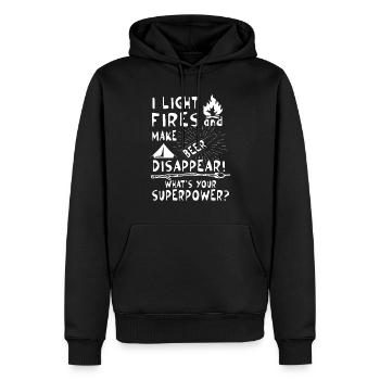 Make beer disappear! What's your superpower? - Sweat à capuche Premium bio Homme - noir - Devant - Nico (187cm)