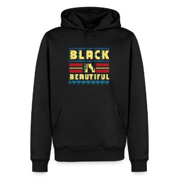 Black is Beautiful - natural african gift design - Sweat à capuche Premium bio Homme - noir - Devant - Nico (187cm)